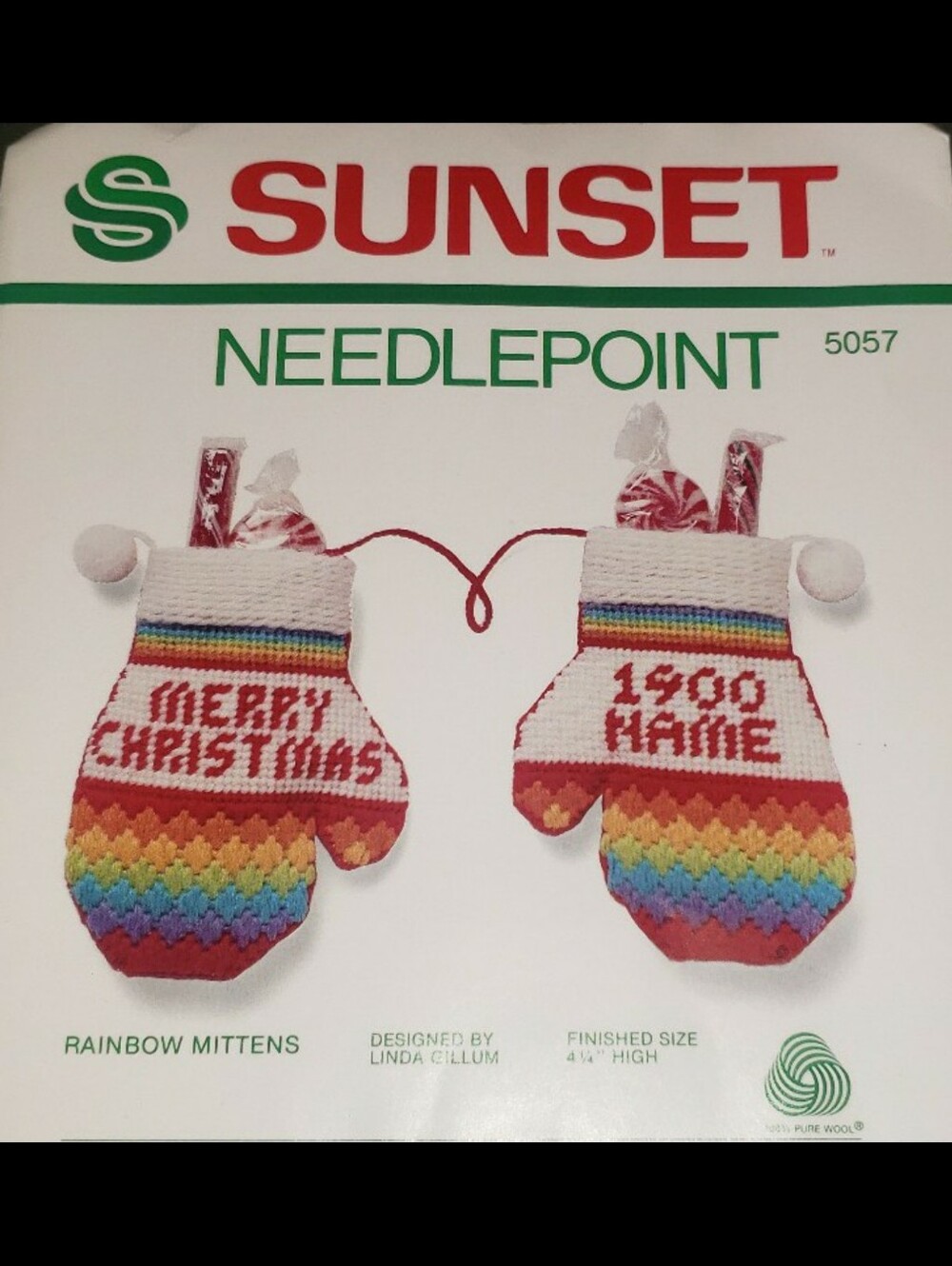 Sunset Needlepoint "Rainbow Mittens" Christmas Ornament Kit 5057
